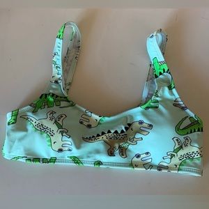 Shein Green Dinosaur Bikini Top